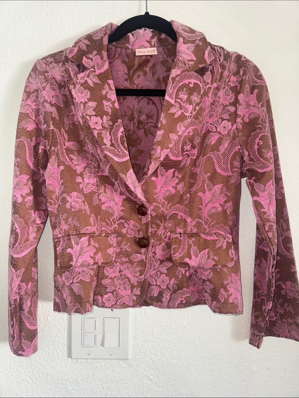 Lucy Love Pink Floral Jacquard Blazer retro